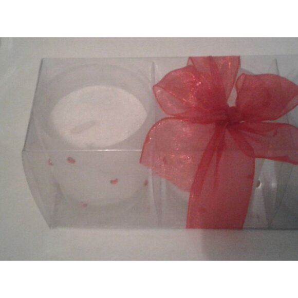 Candles White Red Rhinestones Votive  2 1/2 " Tall 2" Top Gift Box Set of 3 Spar - Picture 12 of 15